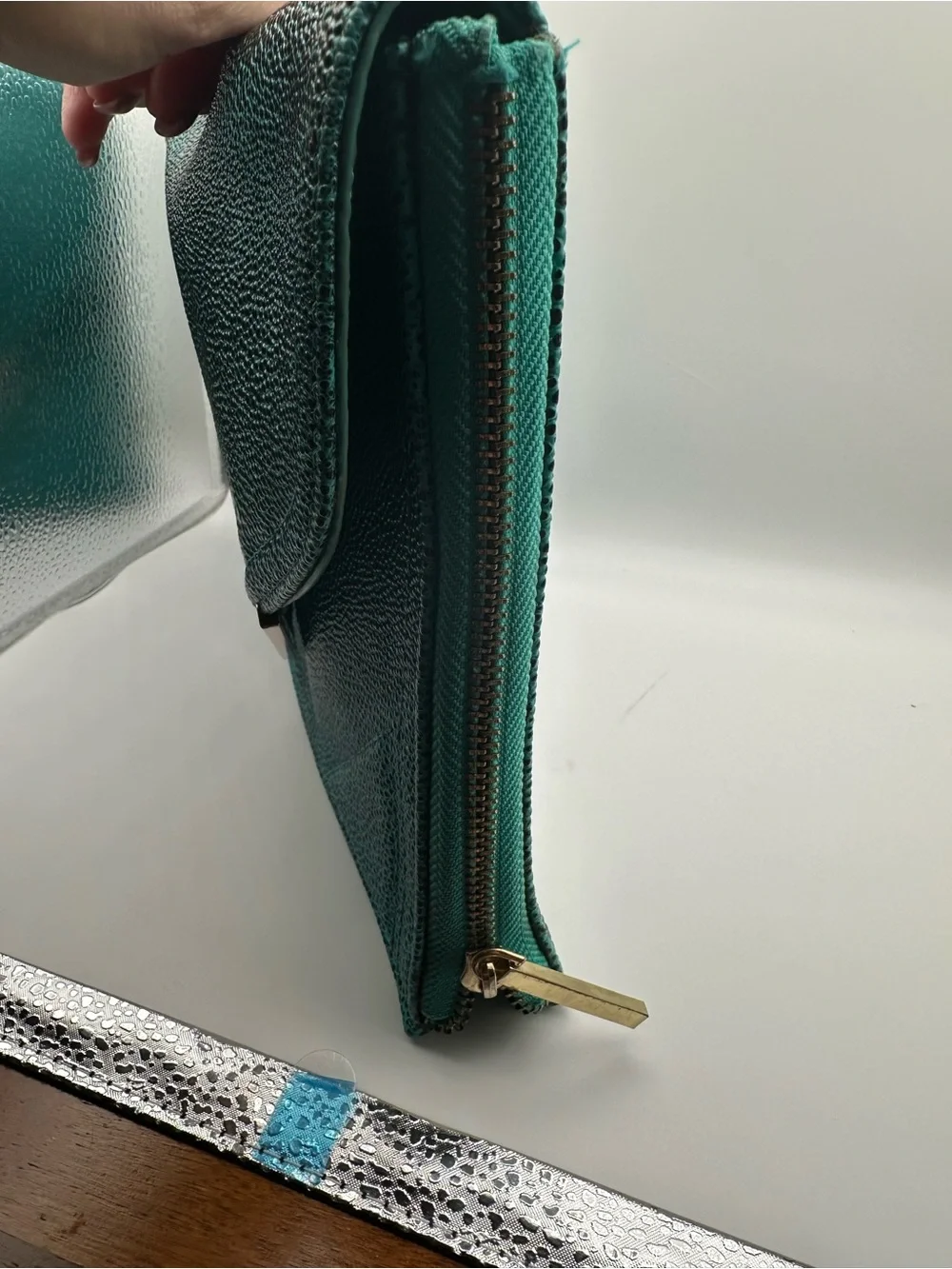 BCBGeneration Teal Faux Stingray Envelope Clutch Bag Gold Hardware